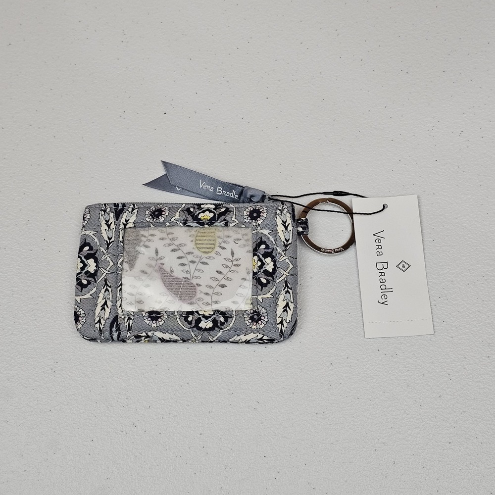 NWT Vera Bradley Zip ID Case In Plaza Tile Gray